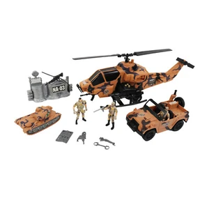 Militär Action Spielset - Spielzeugsoldaten, Hubschrauber, Panzer, Jeep (Licht & Sound) - Bild 1 von 8