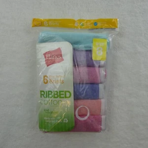 Hanes Underwear Girls 8 Briefs Ribbed Cotton Blend Solid 6 Pack - Picture 1 of 10