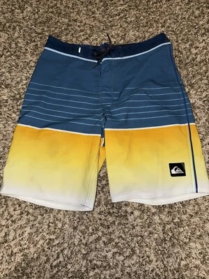 Pantalones cortos de tabla Quiksilver para hombre talla 28 cintura azul amarillo blanco Foto 1 de 4