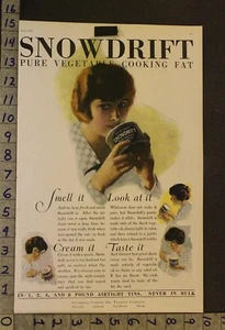 1920 WESSON SNOWDRIFT SHORTENING OIL FOOD KITCHEN HOME DECOR TYLER ART AD XW59 - Picture 1 of 1