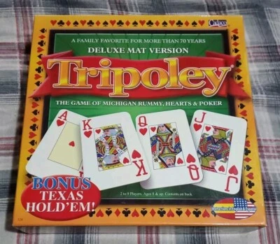 Michigan Rummy Tripoley Deluxe Mat Versión Corazones Poker Texas Hold 100% completo Foto 1 de 4
