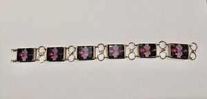 Ladies Vintage Lucite Bracelet with Iris Flowers