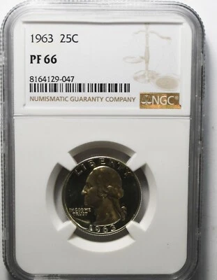1963 25c Washington Proof Silver Quarter Dollar NGC PF66 - Image 1 of 2