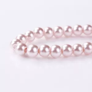 STRAND (103) BABY PINK PEARL~8mm~ROUND GLASS BEADS~Bracelets~Necklace (65J) UK - Picture 1 of 3