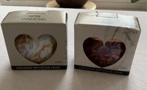 AMELIA Art Glass Friendship Birthstone Hearts - April (Diamond) & July (Ruby). - Picture 1 of 10