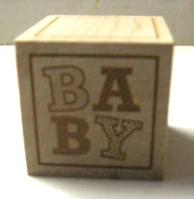 Bloque Anuncio Nacimiento Bebé, Madera, 2" x 2", Totalmente Nuevo Foto 1 de 2