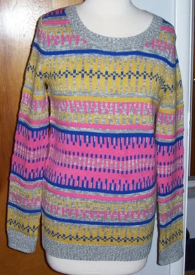 Sudadera tejida Mossimo Fair Isle Cottagecore para mujer - rayas multicolores - talla M Foto 1 de 4