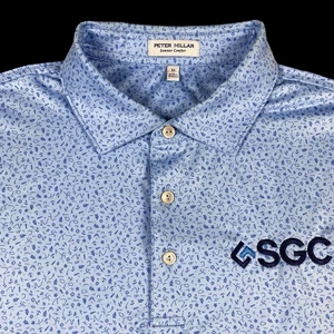 Camisa Polo Peter Millar Verano Confort Hombres XL Azul Golf Estampado Náutico USADA UNA VEZ - Imagen 1 de 12