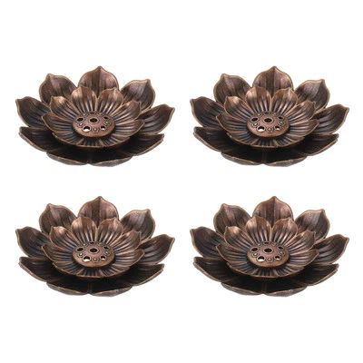 Kit de quemador de incienso de latón con palo de loto soporte de incienso de cobre de 4 piezas Foto 1 de 4