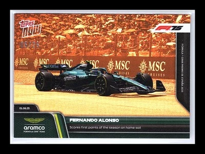 2025 Topps Now Formula 1 43 Fernando Alonso 1st points On Home Soil Orange 05/25 - Image 1 of 2
