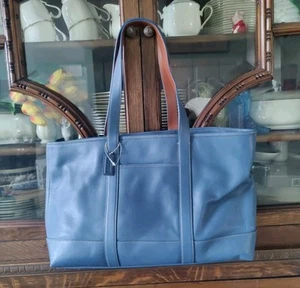 VINTAGE COACH Leatherware Large Blue Open Tote No.A3S-5189 NWOT - Picture 1 of 19