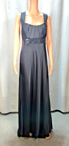 Calvin Klein Long Column Black Satin Dress Gown Sz 10 Halter Cross Formal Prom - Picture 1 of 11