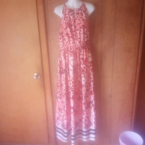 H&M Women's Red Black Sleeveless Maxi Dress Size 8 - Picture 1 of 4