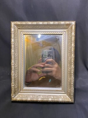 VINTAGE FRAMED EISEL BACK MIRROR 9.5 X 7.5” SILVER FRAME - Image 1 of 4
