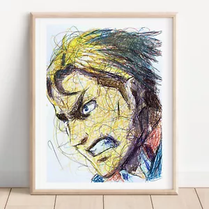 Erwin Smith Ballpoint Pen Print, Attack on Titan Art Poster - Picture 1 of 3