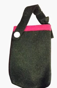 Black Felt Bag Pink Trim 3x4 inch Pouch Ditty Bag - Picture 1 of 3