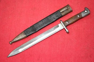 WWI Imperial German Gew M1871/84 Normal Fuller Bayonet & Leather Scabbard . 1888 - Bild 1 von 20