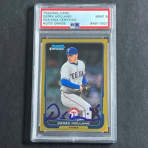 2012 Bowman Chrome #60 Derek Holland Signed Card PSA Slabbed Auto 9 Rangers - Picture 1 of 2