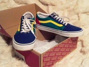VANS Old Skool Yacht Club Mens Blue/Green/Yellow/Red Skate Board Shoes Sz 8.5 - Picture 1 of 10