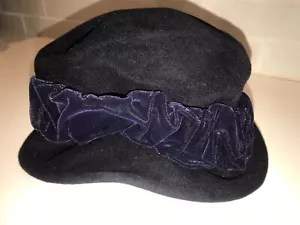Kathy Luker Handmade Millinery Dark Eggplant Color Wool Felt Custom Hat Size M - Picture 1 of 12