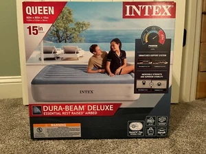 15" Intex Airbed Mattress  Dura Beam With Deluxe Internal Pump Included Queen - Picture 1 of 2