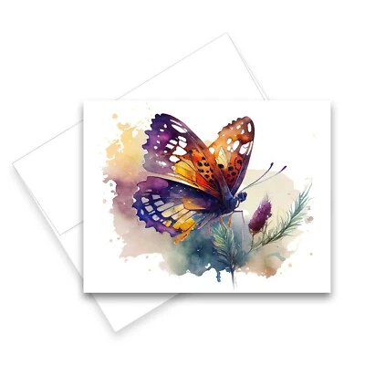 12 tarjetas de felicitación de acuarela en blanco con sobres - tarjetas de mariposa Foto 1 de 2