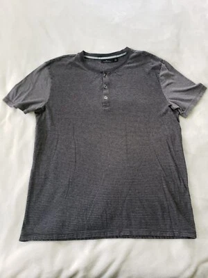 Camiseta Marc Anthony Hombre Manga Corta Botón Rayas Grandes Gris Cuello Redondo L Foto 1 de 4