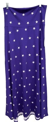 NEW LuLaRoe Large Purple & White Stars Soft Knit Maxi Skirt Dress - Image 1 of 4