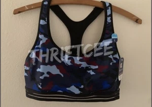 NWT L Champion Large Absolute Workout Sports Bra Active Camouflage Gym Blue Camo - Picture 1 of 5