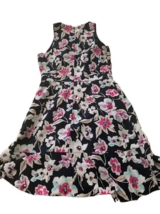DRESS Navy with pink and white flowers Banana Republic UK Size 10, US 6 - Picture 1 of 6