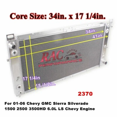 34" 2370 Radiator For 2001-2006 Chevy Silverado GMC Sierra 1500 HD 2500 3500 6.0 Foto 1 de 4