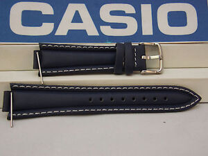 Casio Watch Band EF-506 L-7 Dark Blue 13mm x 22mm Leather Strap. Watchband