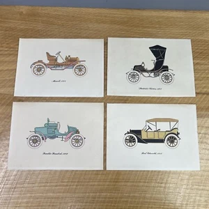 VTG Car Art Lithograph Prints Not Framed Colored Lot Of 4 5x7 - Picture 1 of 5