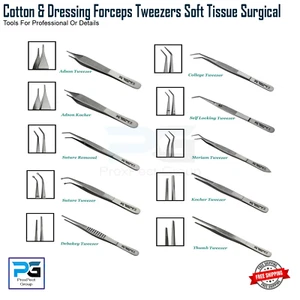 London College Tweezers Medical Cotton Dressing Forceps Soft Tissue Surgical Vet - Picture 1 of 29