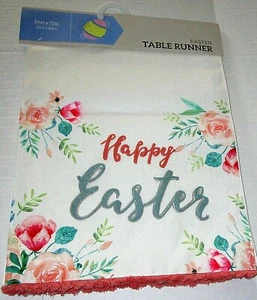 EASTER ~Table Runner ~ 13" X 72" ~ HAPPY EASTER/SPRING FLOWERS - Picture 1 of 1