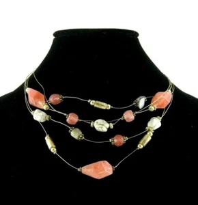 Collar Boho de 16-20" con cuentas rosas de piedras preciosas de imitación de Chico's de varias hebras - Imagen 1 de 2