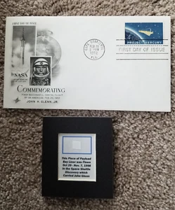 John Glenn's Discovery flight piece of bay liner & FDC from his first flight - Picture 1 of 4