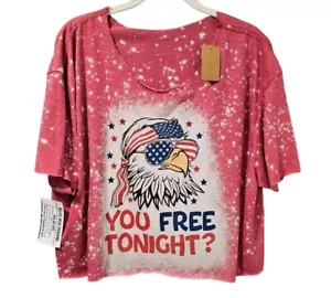 You Free Tonight Bald Eagle American Flag Happy 4th Of July T-Shirt Sz Med Nwt - Picture 1 of 9