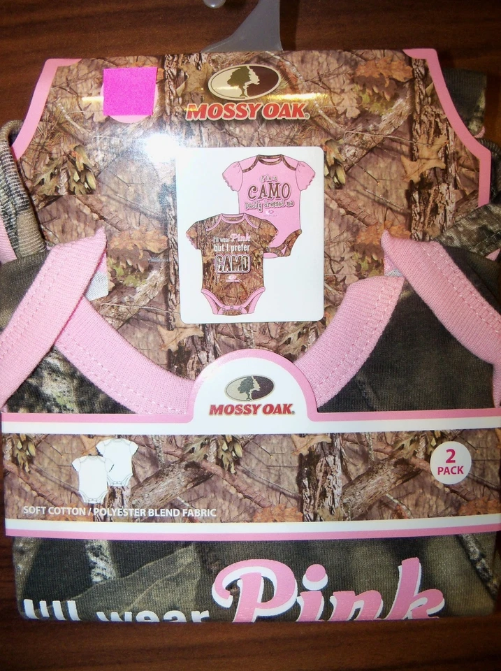 Mossy Oak Pink 2 Pack One Piece Bodysuit Infant Baby Girl Size 24 Months NIP - Image 1 of 1