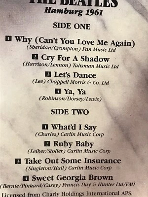 TONY SHERIDAN and THE BEATLES HAMBURG 1961 Cassette Tape Rare EEC Import CEDAR - Image 1 of 4