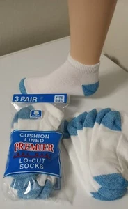 *** 6 Pair Boy's or Girl's Athletic LO-Cut Blue H&T Socks 6-8 *** - Picture 1 of 2
