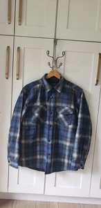 VTG Pendleton Wool Shacket S Navy Ombre Plaid Farmers Chore Jacket AK-213-31931 - Picture 1 of 7