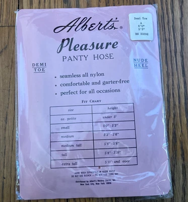 Alberts Hosiery Panty Hose Size A Petite Light Brown Ultra Sheer Demi Toe Nude - Image 1 of 2