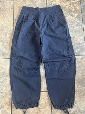 PANTALONES CARGO ULLA JOHNSON AZUL ALGODÓN LINO SEDA 8 TOBILLOS CORBATA Foto 1 de 4