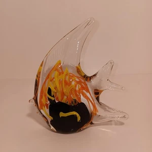 Pisapapeles soplado a mano galería de peces tropicales negro naranja amarillo decoración - Imagen 1 de 5