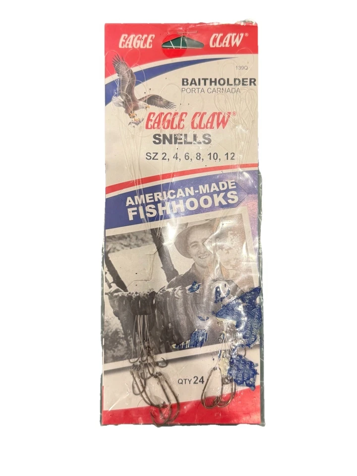 Dos - Garra de águila, Baitholder, Snells, talla 12, 10, 8, 6, 4, 2, cantidad 24, anzuelos Foto 1 de 2
