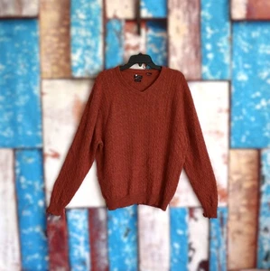 Men's Alan Flusser Golf Pure Cashmere Sweater V-Neck XLARGE Brown - Picture 1 of 11