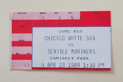 White Sox vs Mariners 1989 ticket stub Ken Griffey jr 1st 3-hit game  - Image 1 of 2