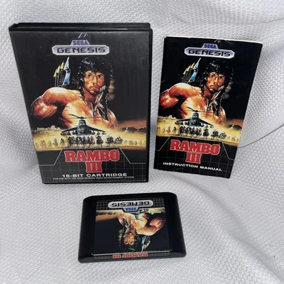 Sega Genesis Rambo III 1989 Complete CIB w/Manual Tested - Image 1 of 4