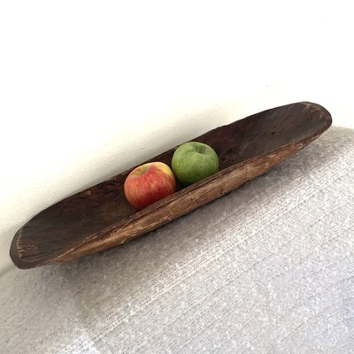 Antique Wooden Dough Bowl Trencher 19" Hand Carved Kitchen Decor Primitive Wood - Image 1 of 4